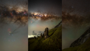 Milky Way swirls over famous Easter Island statutes in stunning photo