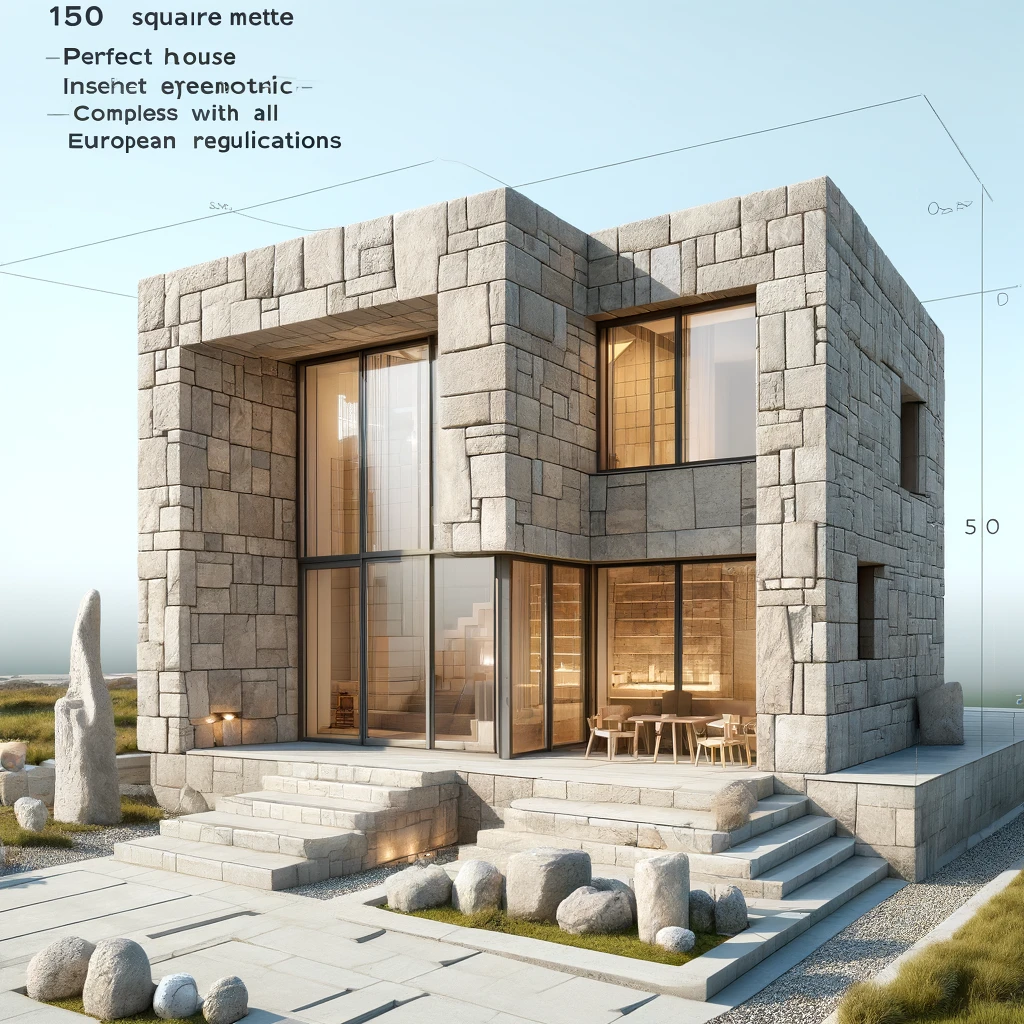 A 150 square meter house designed with perfect geometric lines inspired by Gà¶bekli Tepe style, complying with all European regulations. The house feat